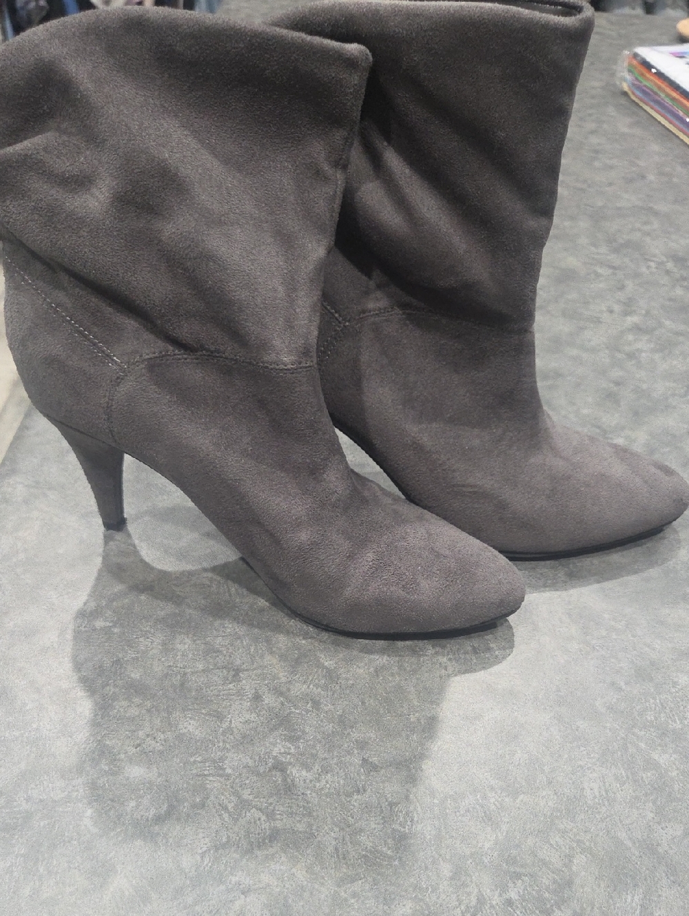 Unisa Gray Suede Mid-Calf Heeled Boots